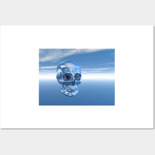 Blue Real Human Skull in 3D Posters and Art